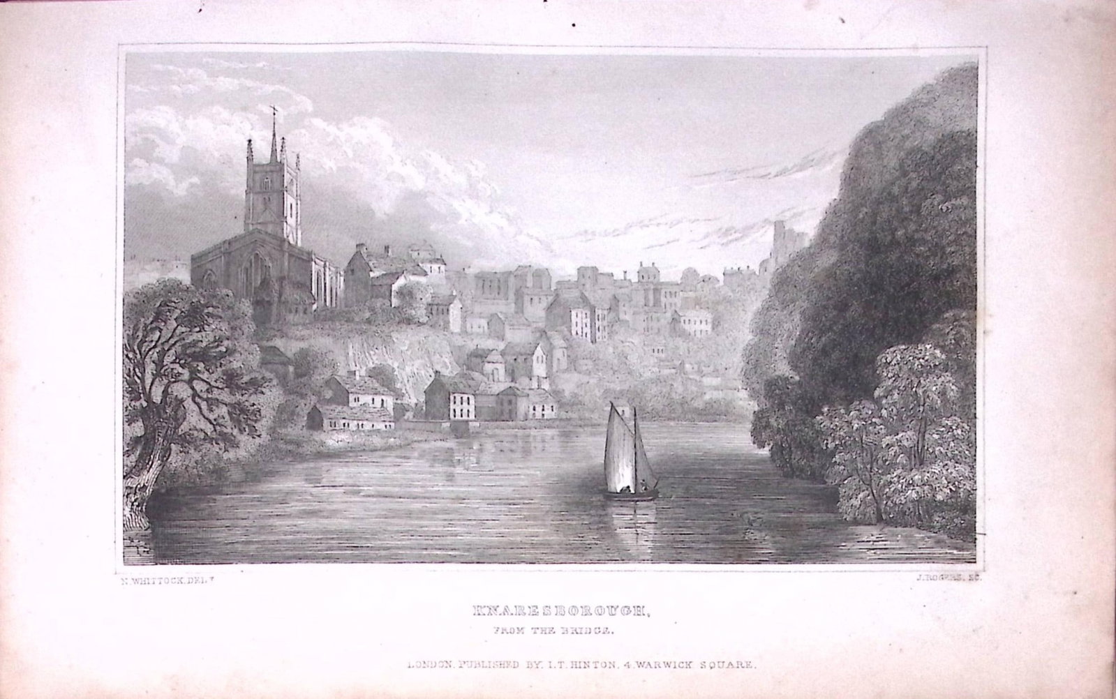 Knaresborough Town Yorkshire 198 Years-Old Thomas Allen Antique Steel Engraving-24: Title: Knaresborough Town Yorkshire 198 Years-Old Thomas Allen Antique Steel Engraving-24 Description: This 198 Years-Old Steel Engraved Plate Has Been Removed from an Antique Edition of. A New and