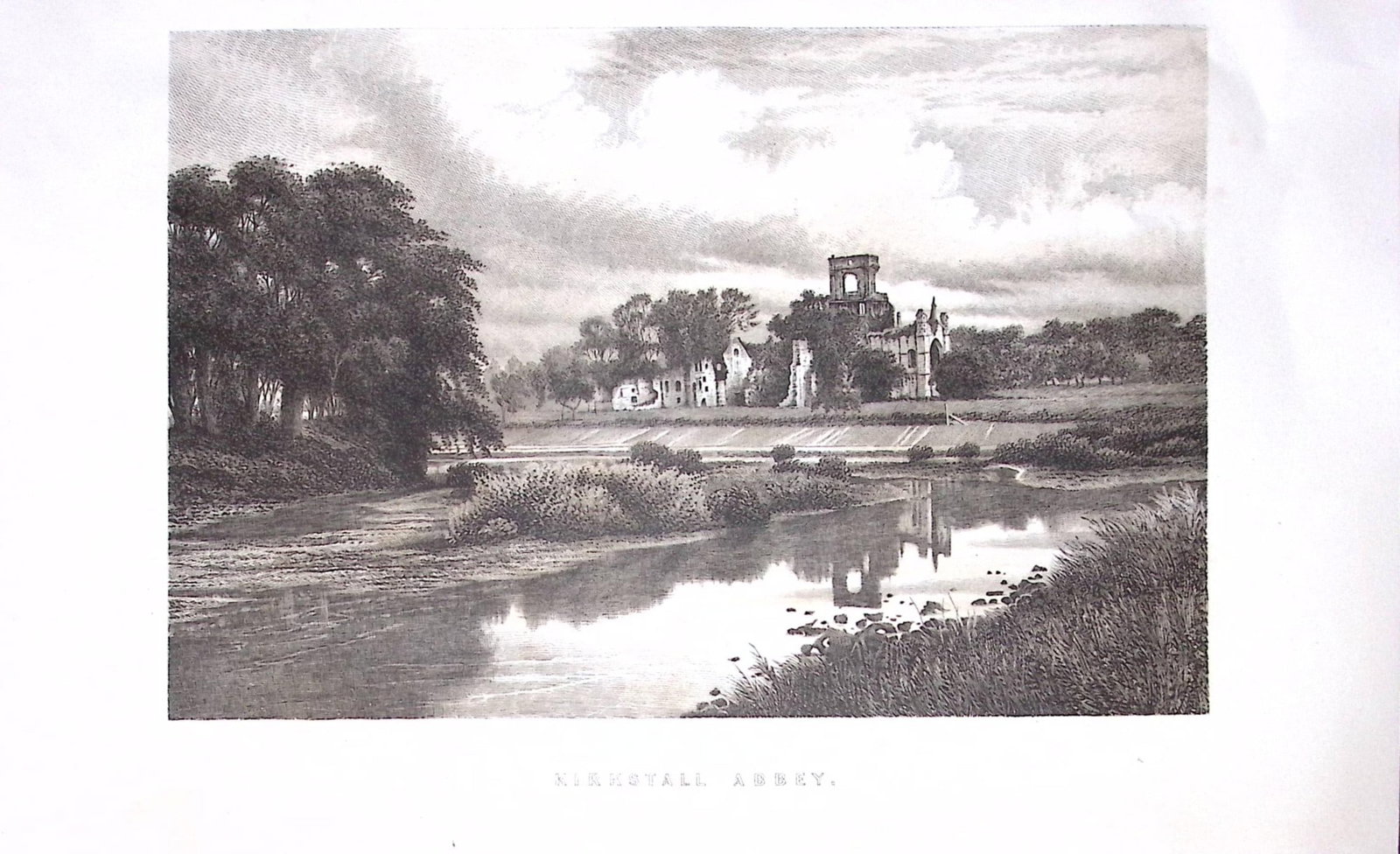 Kirkstall Abbey Yorkshire J H F Brabner Coloured Antique 130 Years-Old Print 14-TR.: Title: Kirkstall Abbey Yorkshire J H F Brabner Coloured Antique 130 Years-Old Print 14-TR. Description: Kirkstall Abbey Yorkshire J H F Brabner Coloured Antique 130 Years-Old Print 14-TR. This