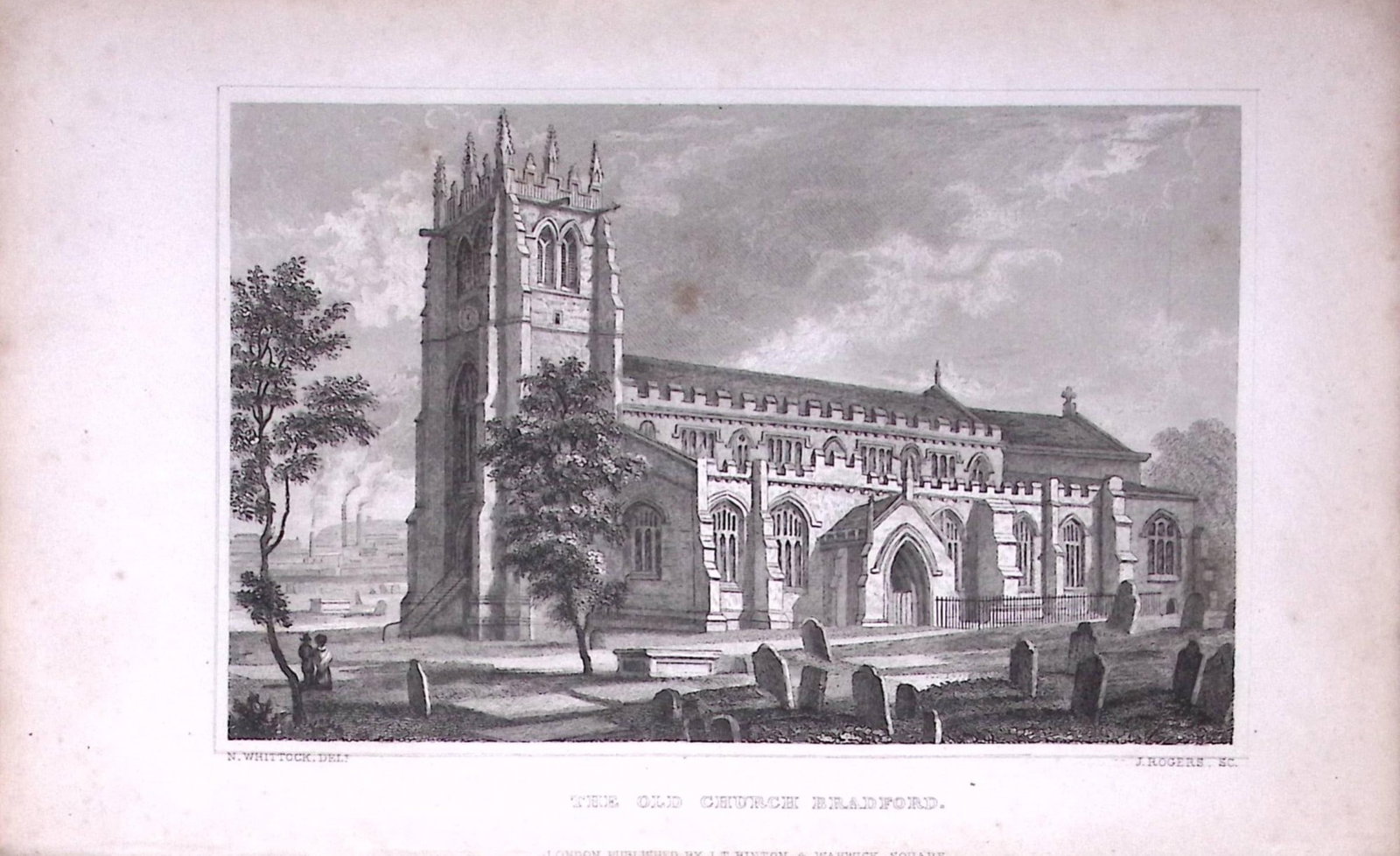 Bradford Old Church Yorkshire 198 Years-Old Thomas Allen Antique Steel Engraving-40 (1 of 1)
