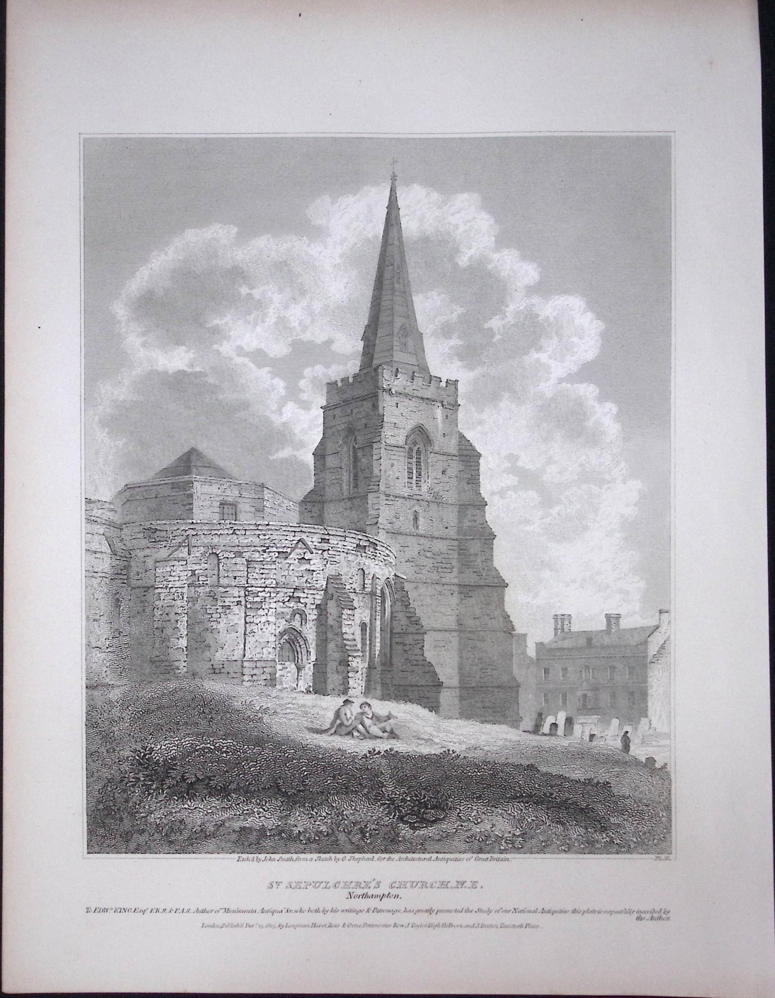 Holy Sepulchre Northampton Rare John Britton 191 Years-Old Antique Steel Engraving-19: Title: Holy Sepulchre Northampton Rare John Britton 191 Years-Old Antique Steel Engraving-19 Description: This 191 Years-Old Steel Gilt-Edged Engraved Plate Has Been Removed from an Antique Edition