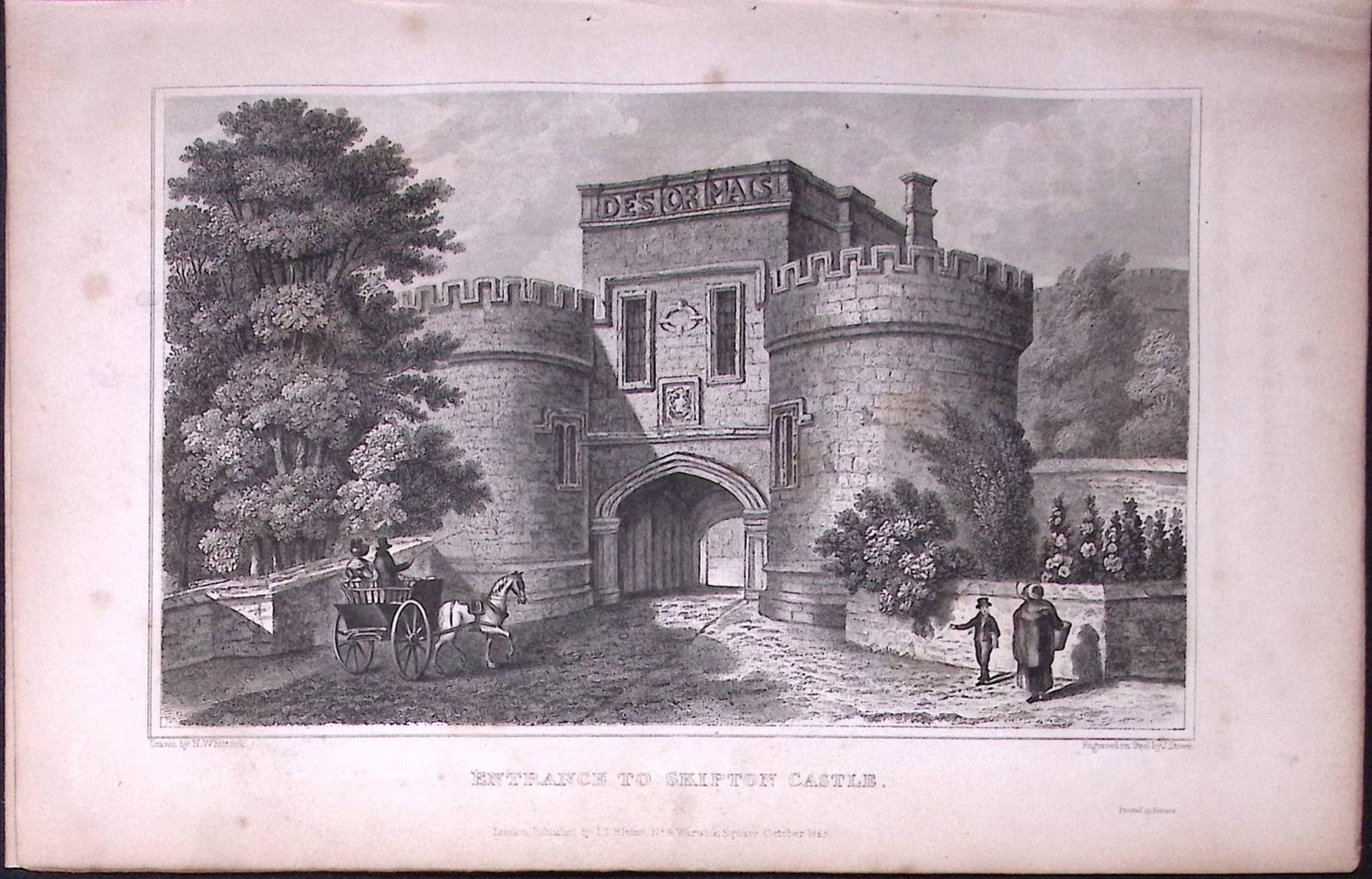 Skipton Castle Yorkshire 198 Years-Old Thomas Allen Antique Steel Engraving-32: Title: Skipton Castle Yorkshire 198 Years-Old Thomas Allen Antique Steel Engraving-32 Description: This 198 Years-Old Steel Engraved Plate Has Been Removed from an Antique Edition of. A New and