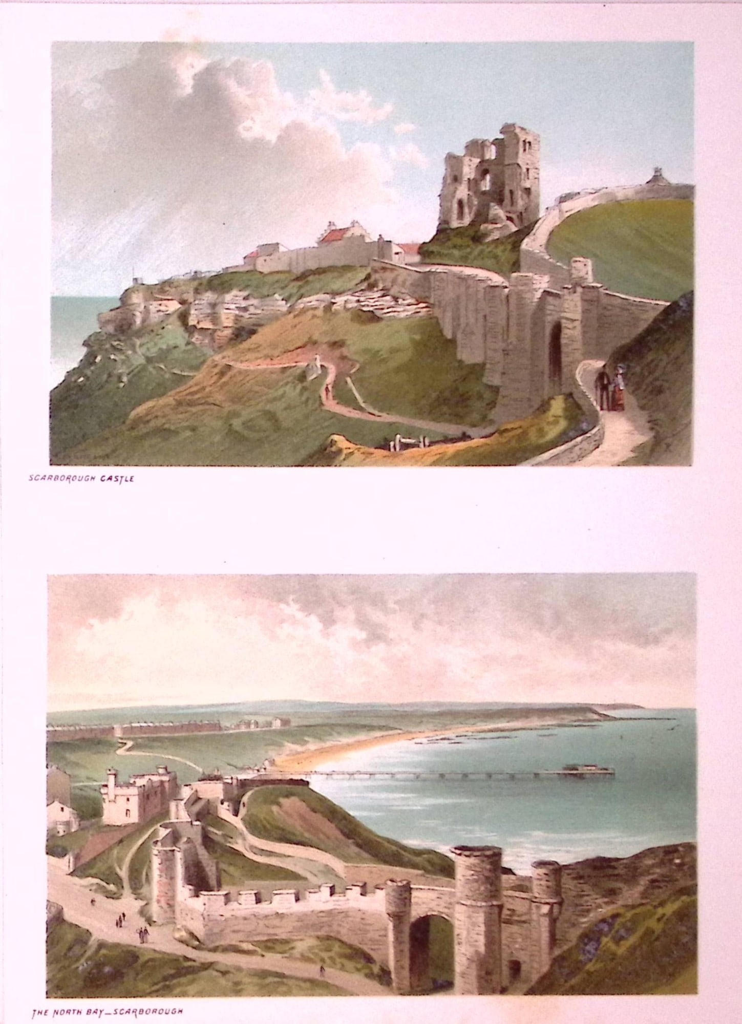 Scarborough Castle & The North Bay Victorian Antique Double Print-24: Title: Scarborough Castle & The North Bay Victorian Antique Double Print-24 Description: This Antique Illustration Has Been Removed from a First Edition of. English Scenery Cities, La