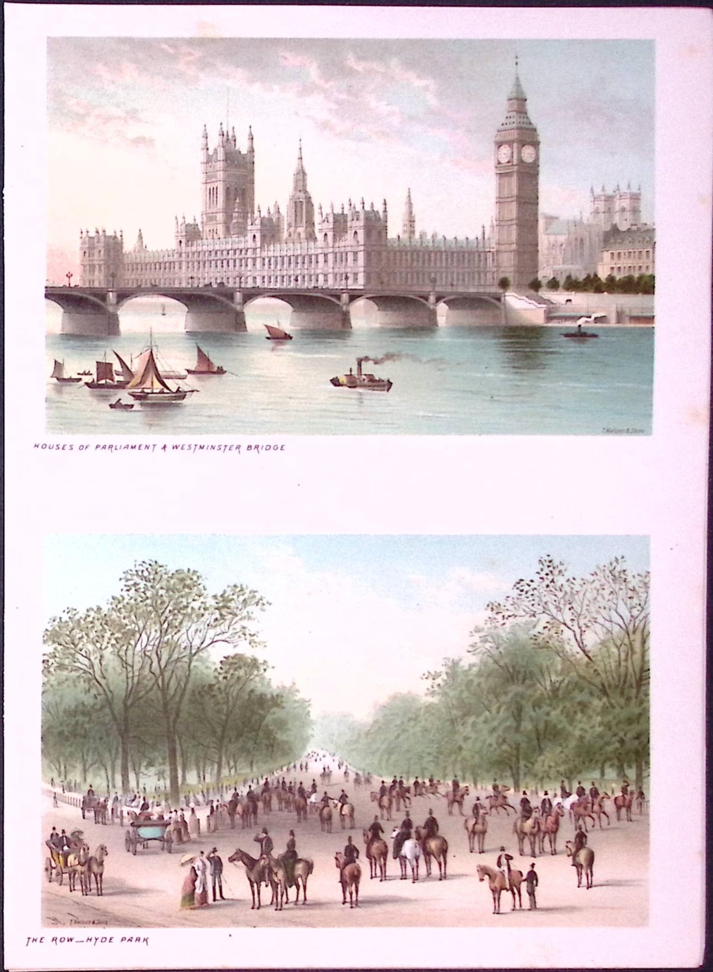 London Houses of Parliament & Hyde Park Victorian Antique Double Print-9: Title: London Houses of Parliament & Hyde Park Victorian Antique Double Print-9 Description: This Antique Illustration Has Been Removed from a First Edition of. English Scenery Cities