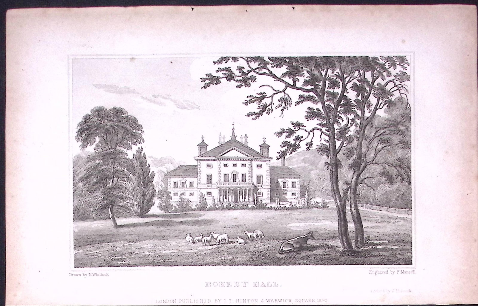 Rokeby Hall Yorkshire 198 Years-Old Thomas Allen Antique Steel Engraving-1: Title: Rokeby Hall Yorkshire 198 Years-Old Thomas Allen Antique Steel Engraving-1 Description: This 198 Years-Old Steel Engraved Plate Has Been Removed from an Antique Edition of. A New and Com