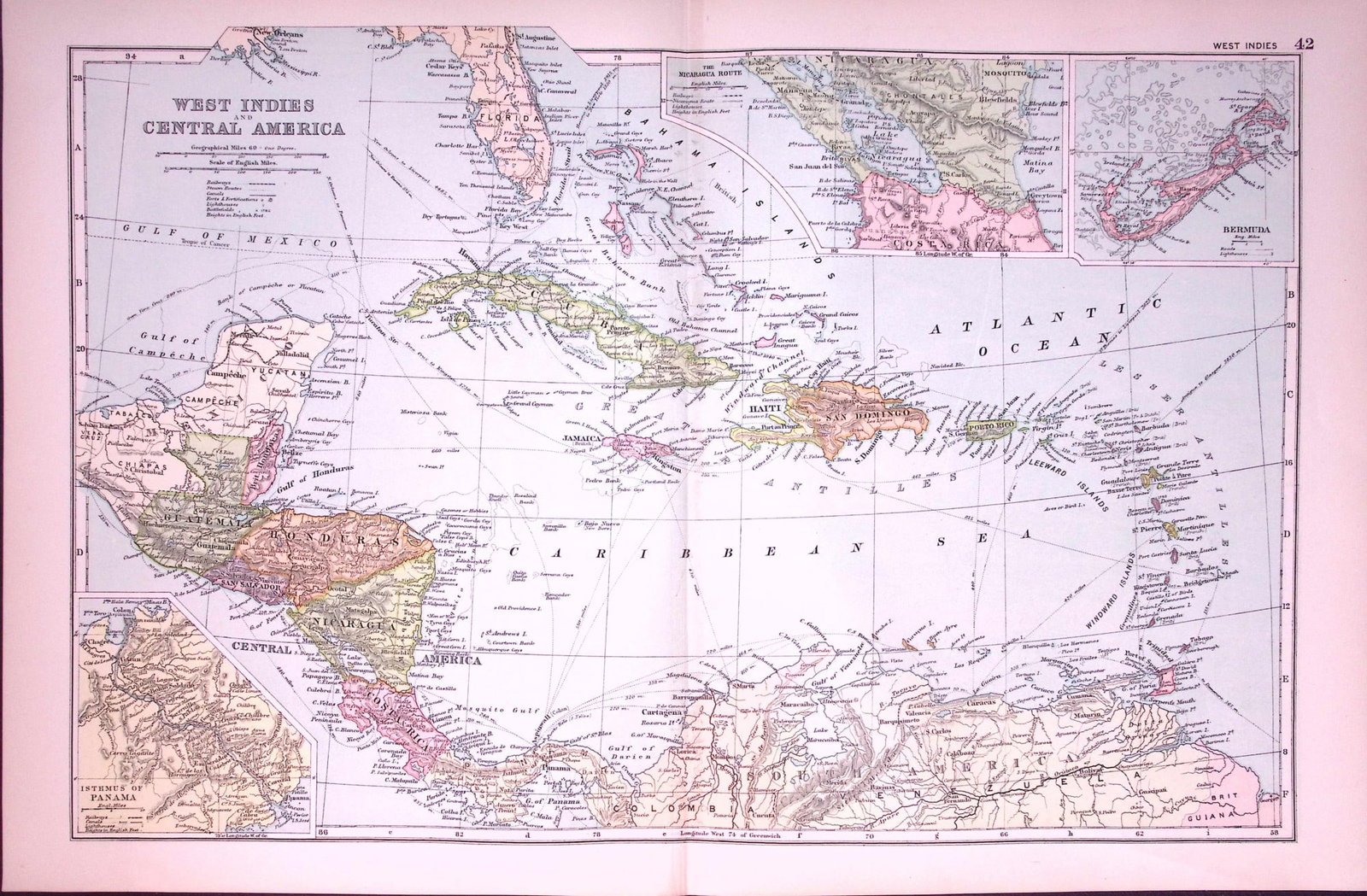 West Indies & Central America 120-Year-Old Large Antique Map by G.W. Bacon-42: Title: West Indies & Central America 120-Year-Old Large Antique Map by G.W. Bacon-42 Description: This Antique Map Has Been Removed from an Edition of. Bacons Popular Atlas of The World.