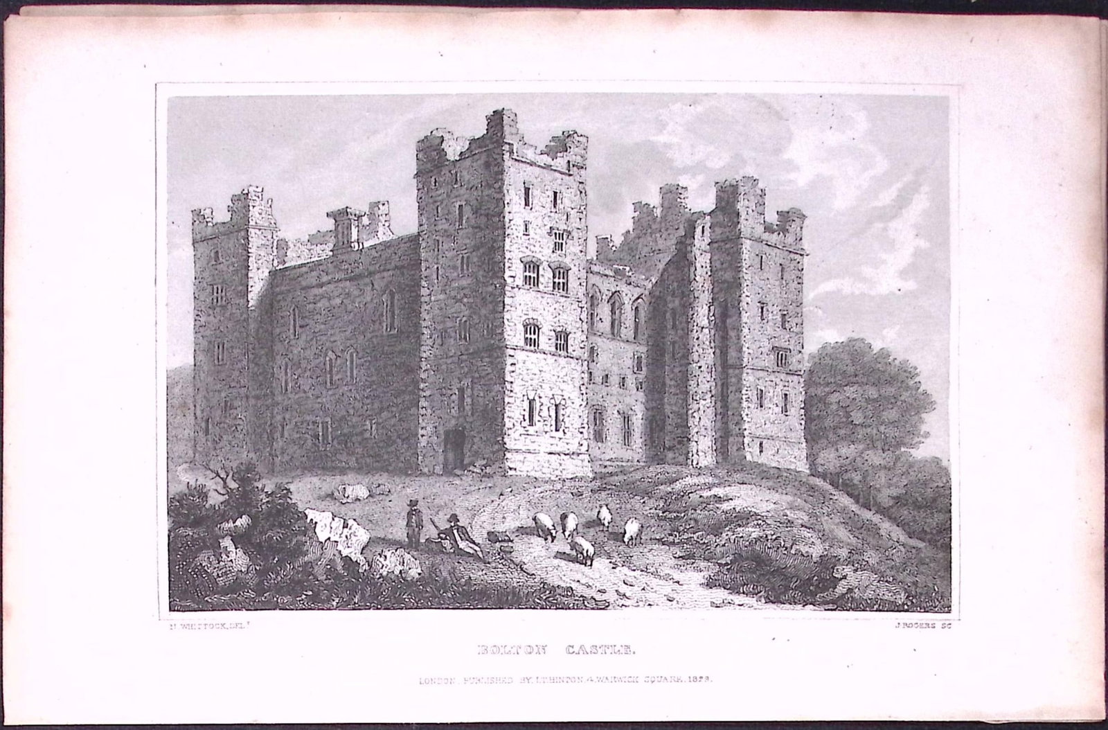 Bolton Castle Yorkshire 198 Years-Old Thomas Allen Antique Steel Engraving-7: Title: Bolton Castle Yorkshire 198 Years-Old Thomas Allen Antique Steel Engraving-7 Description: This 198 Years-Old Steel Engraved Plate Has Been Removed from an Antique Edition of. A New and