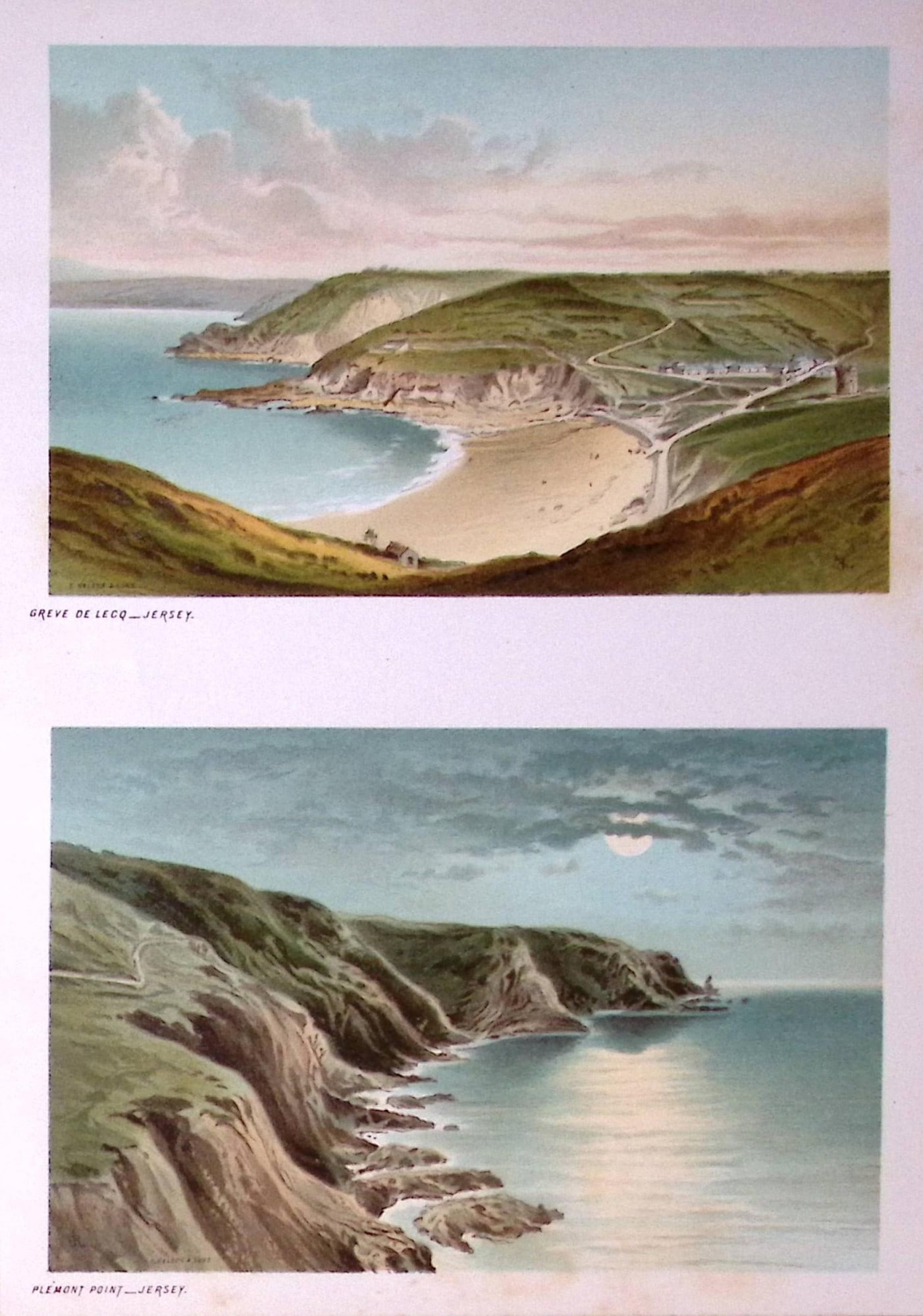 Jersey Greve De Lecq & Plemont Point Victorian Antique Double Print-45: Title: Jersey Greve De Lecq & Plemont Point Victorian Antique Double Print-45 Description: This Antique Illustration Has Been Removed from a First Edition of. English Scenery Cities,