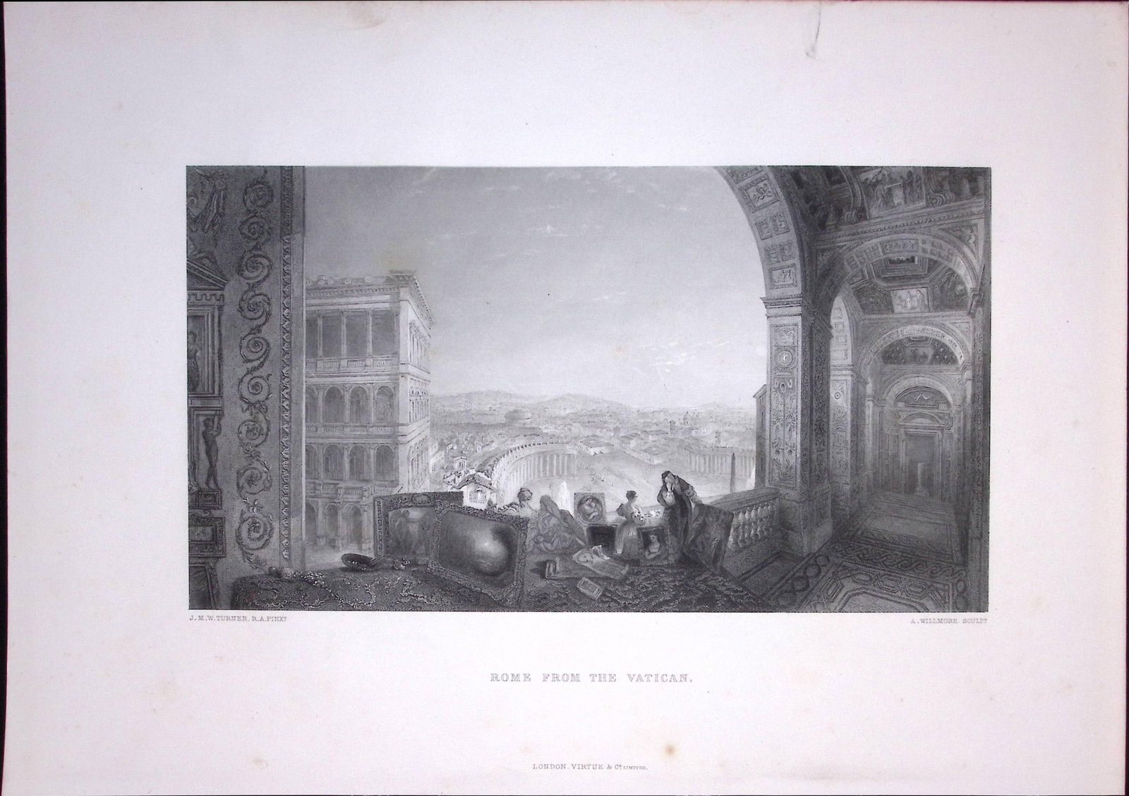J.M.W Turner Rome View From The Vatican Antique Steel Engraving-39-TR: Title: J.M.W Turner Rome View From The Vatican Antique Steel Engraving-39-TR Description: This Antique Steel-Engraving Was Removed from an Edition Of. The Turner Gallery a Series of 120