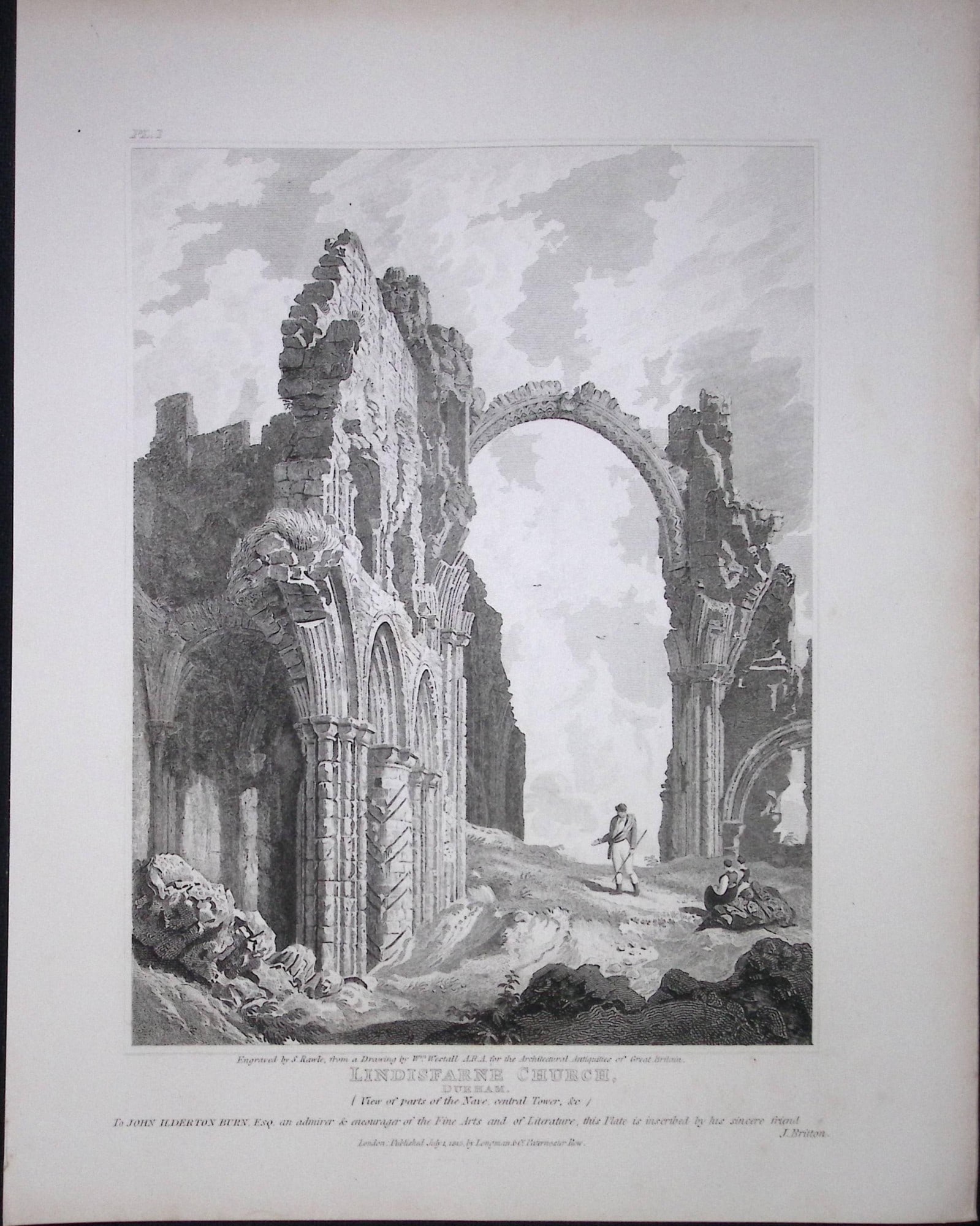 Lindisfarne Church Durham 190 Years-Old Rare John Britton Antique Steel Engraving-80: Title: Lindisfarne Church Durham 190 Years-Old Rare John Britton Antique Steel Engraving-80 Description: This 191 Years-Old Steel Gilt-Edged Engraved Plate Has Been Removed from an Antique Edition