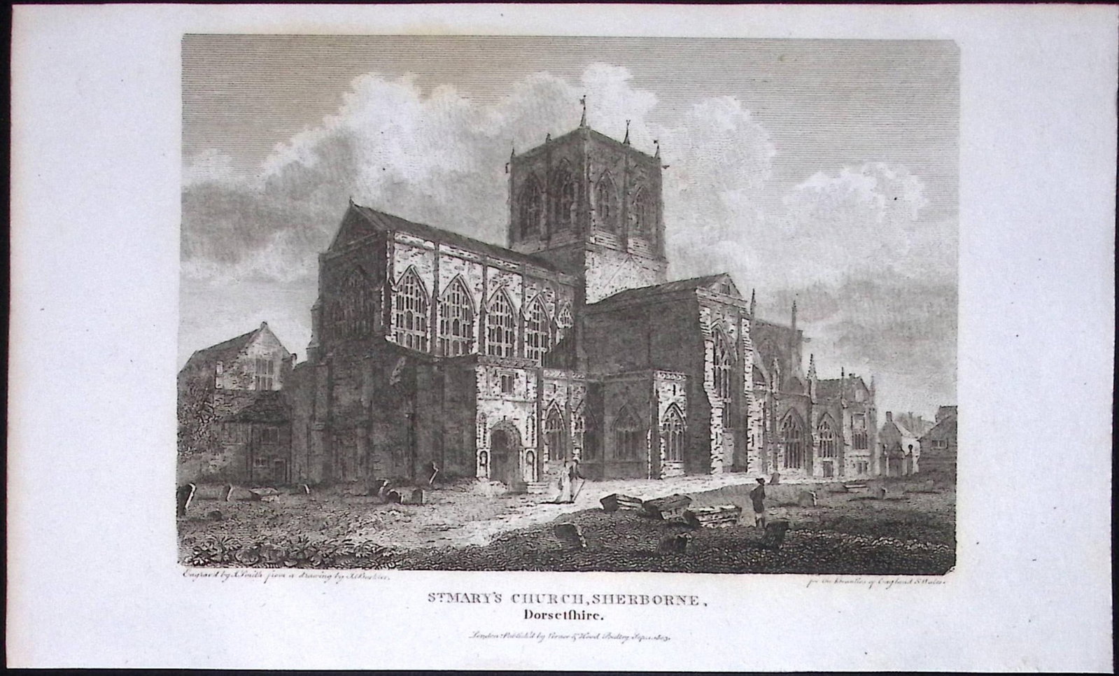 St Marys Church Sherbourne Dorset Antique 223 Years-Old Georgian Steel-Engraving-185: Title: St Marys Church Sherbourne Dorset Antique 223 Years-Old Georgian Steel-Engraving-185 Description: This Dorsetshire Georgian Antique Print Was Removed from a First Edition of. The Beautie