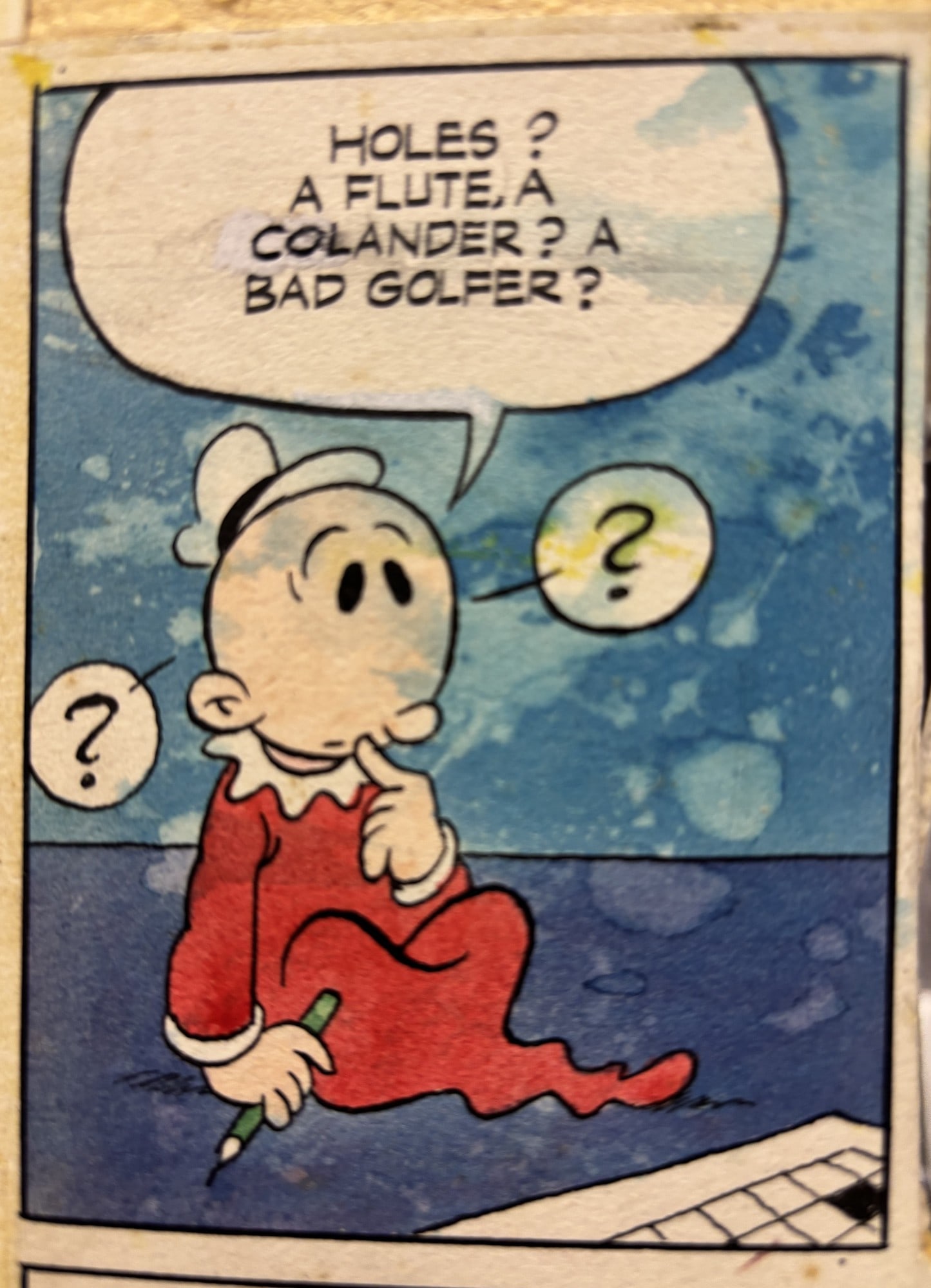Original Popeye Artwork For 1970's TV Comic Free Post In UK: Title: Original Popeye Artwork For 1970's TV Comic Free Post In UK Description: This is a wonderful full watercolour illustration for a Popeye Story from the 1960's 1970's It is 4+1/4 inches