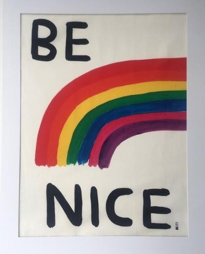 David Shrigley OBE (b 1968) ‘Be Nice’, Wall Hanging, framed, Editioned, 2020 (1 of 6)