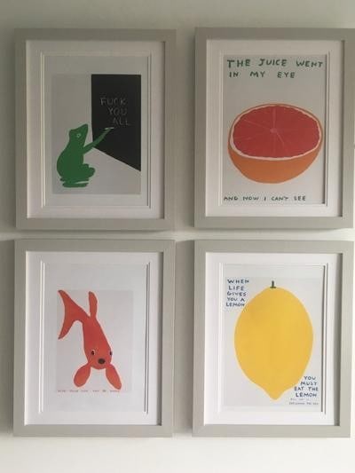 David Shrigley OBE (b 1968) ‘LEMON’, Four Humorous Wall Hangings, Animal Thoughts, 2020 (1 of 5)