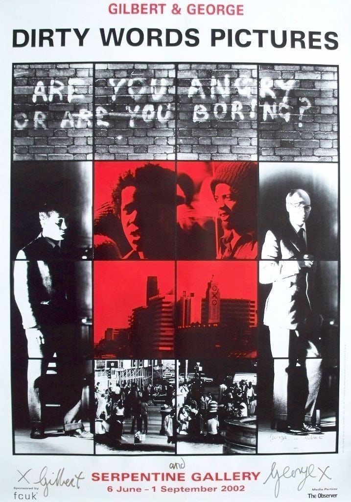 Gilbert George Vintage Hand Signed Limited Edition Are You Angry ? For Serpentine Gallery 2002: Title: Gilbert George Vintage Hand Signed Limited Edition Are You Angry ? For Serpentine Gallery 2002 Description: Believed to be the first time Gilbert & George Signed Posters, the Queen ( El