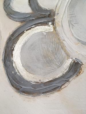 Unknow artist (Abstract Moon and Planets), acrylic and spray on canvas, Editioned - 7