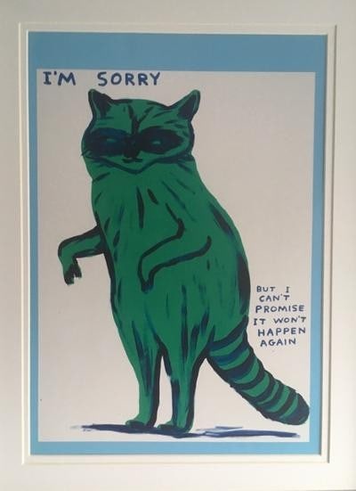 David Shrigley OBE (b 1968) ‘F**K’, Four Humorous Wall Hangings, Animal Thoughts, 2020 (1 of 5)