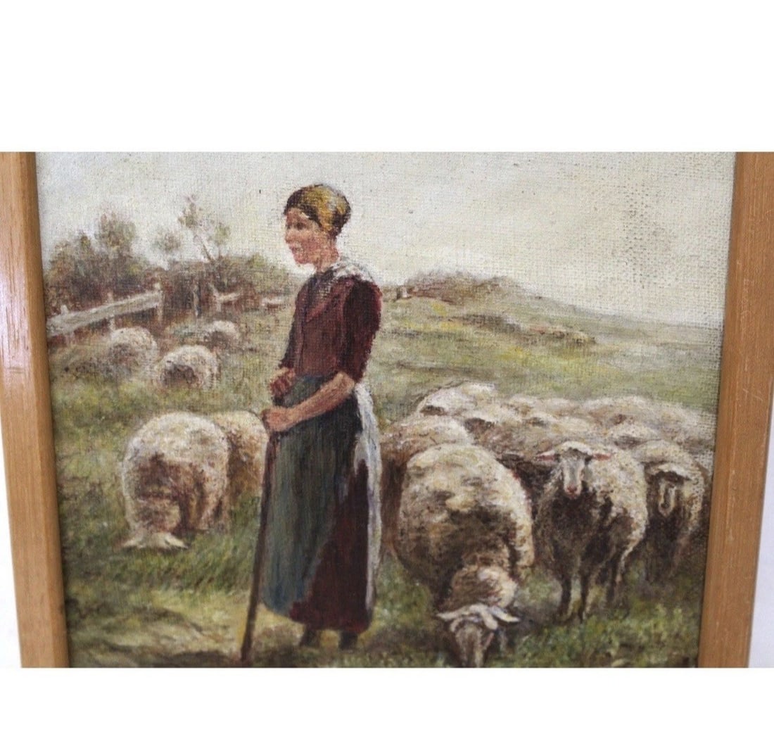 A. Rizzo Woman With Sheep; Oil Painting - 3