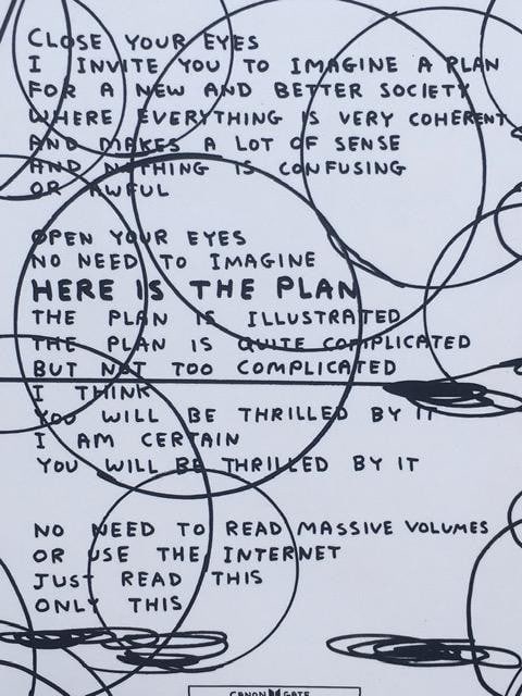 Title: David Shrigley OBE (b1968) ‘Fully Coherent Plan: For A New and Better Society’, E - 2