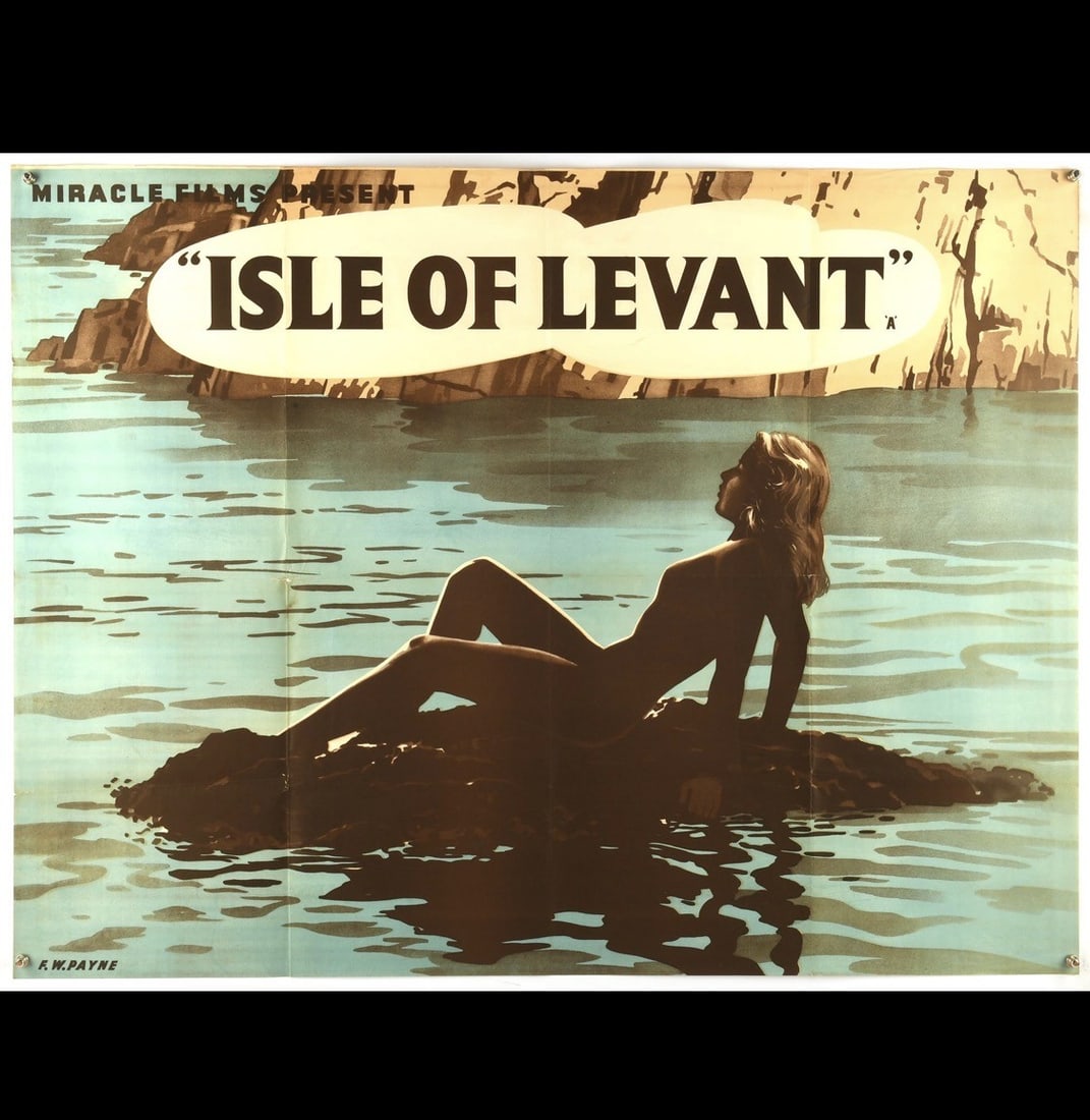 Isle of Levant (1956), British Quad Film Poster, Artwork By F. W. Payne, Folded, 30x40” - 2
