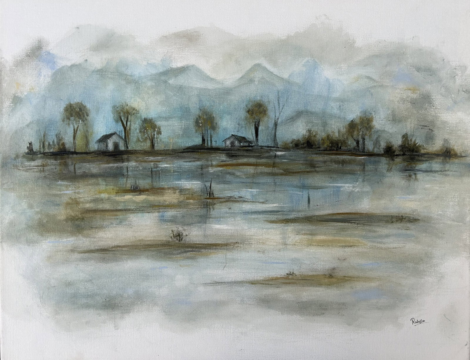 Acrylic Abstract Landscape Painting: Title: Acrylic Abstract Landscape Painting Description: Beautiful Nature landscape illustrated in abstract form of art.. It’s abstract Landscape painting made by real landscape inspiratio