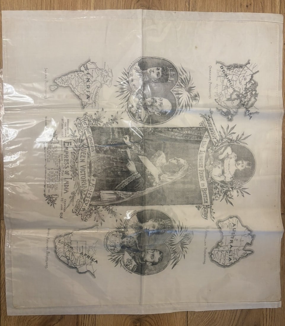 Handkerchief Commemorating Queen Victoria's Record-Breaking Reign - 3