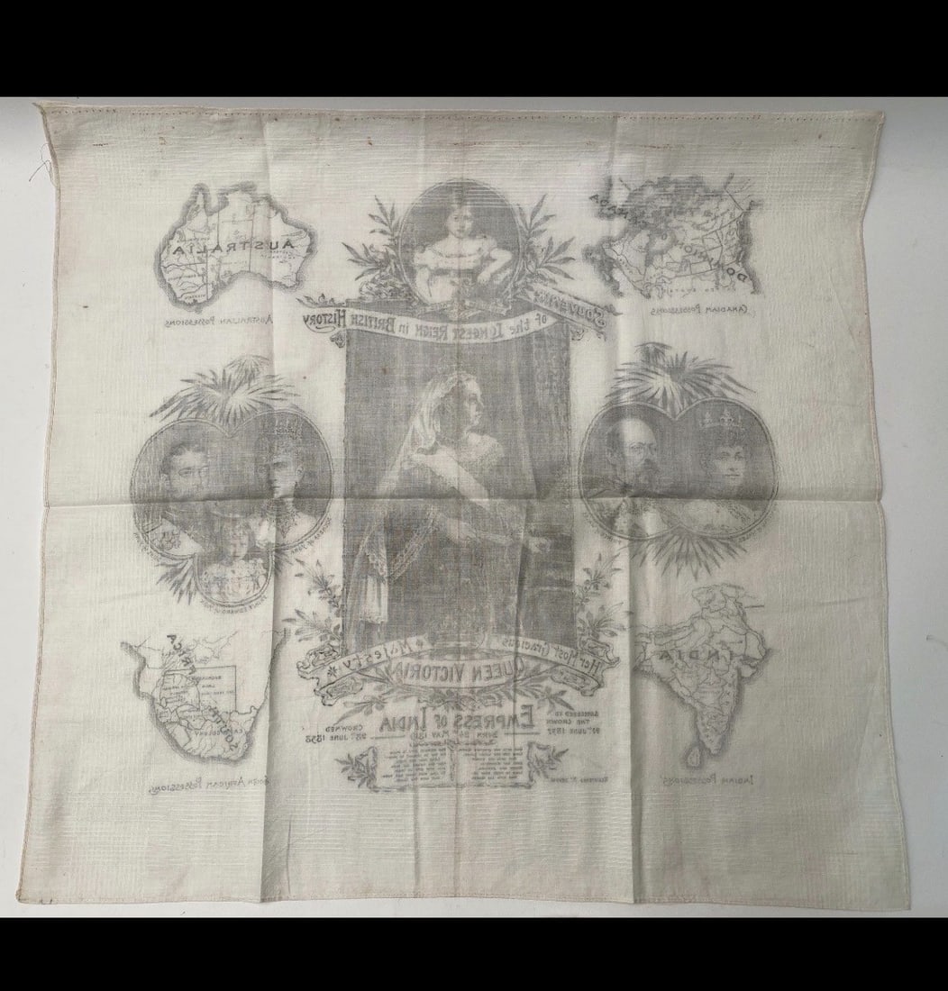 Handkerchief Commemorating Queen Victoria's Record-Breaking Reign - 5