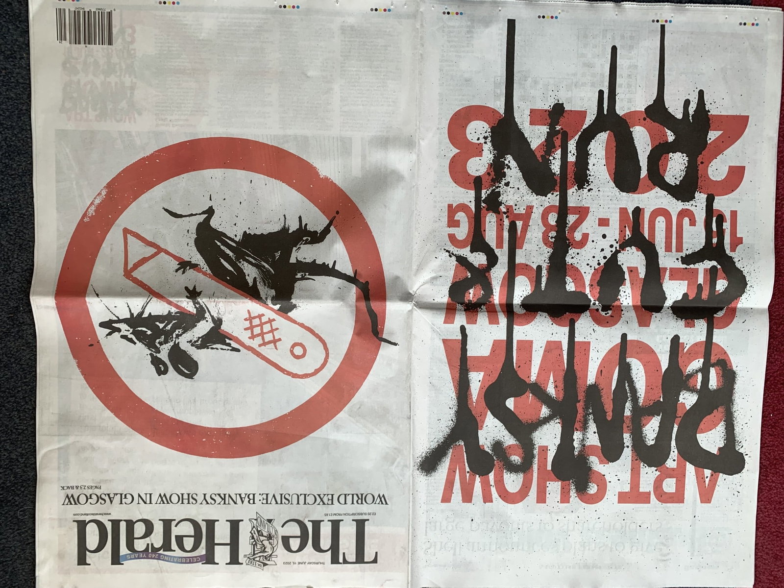 Banksy Limited Edition Glasgow Newspaper Free Post Worldwide - 2