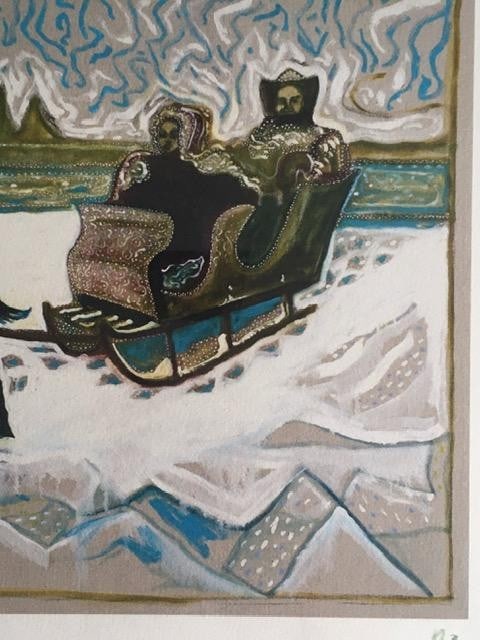 Billy Childish(b1959)'Dog Sleigh' Signed, Editioned, Pigment Print, Framed, 2013 - 2