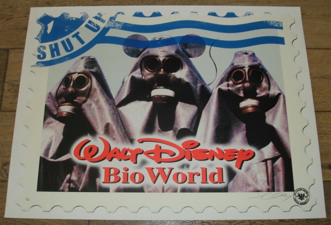James Cauty - Walt Disney Bio World - America Shut Up -Signed Edition No. 20/34 (2006) - Early Ra...: Title: James Cauty - Walt Disney Bio World - America Shut Up -Signed Edition No. 20/34 (2006) - Early Rare Description: James Cauty - Walt Disney Bio World - SIGNED EDITION No. 20/34 (2006) -