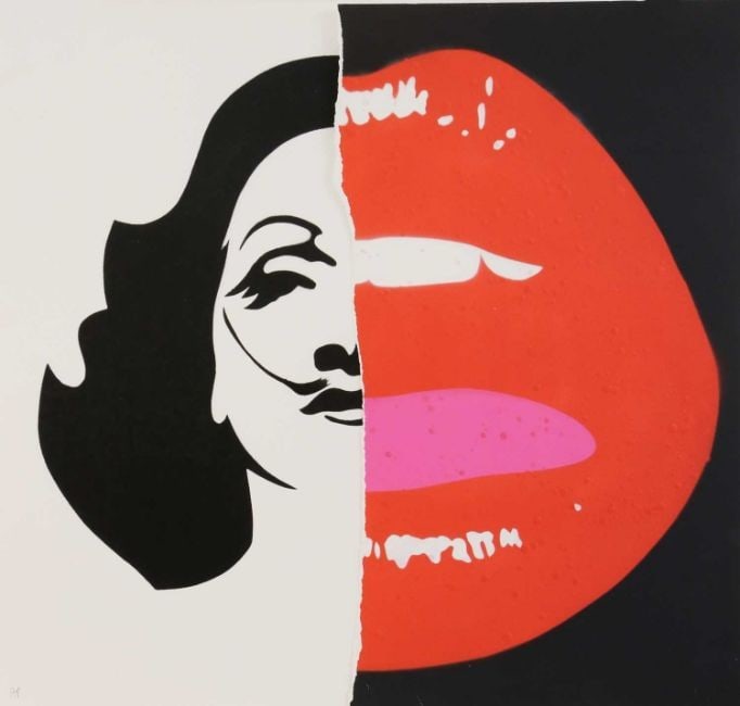 Pure Evil (British 1968-) Marlenes Lips De-constructed - Unique Offset Lithograph 2012 (1 of 11)