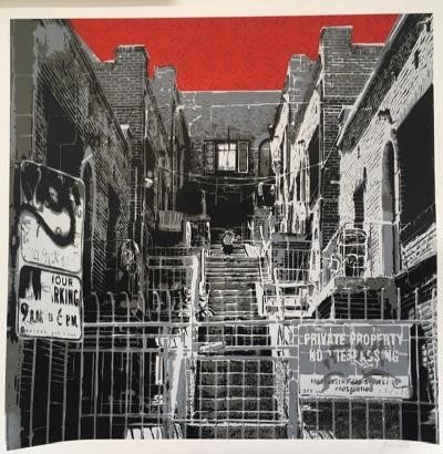 Logan Hicks (b.1971 ) Sunset Apartment Complex, Screen Print, Early Limited Ed, Black Rat Press 2... - 11