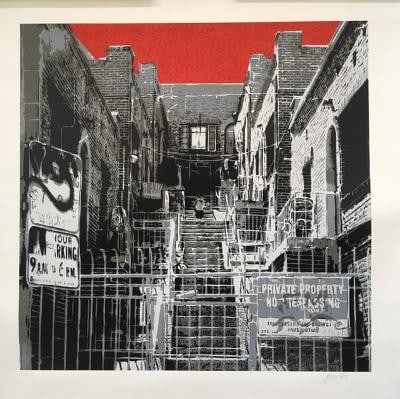 Logan Hicks (b.1971 ) Sunset Apartment Complex, Screen Print, Early Limited Ed, Black Rat Press 2... - 13