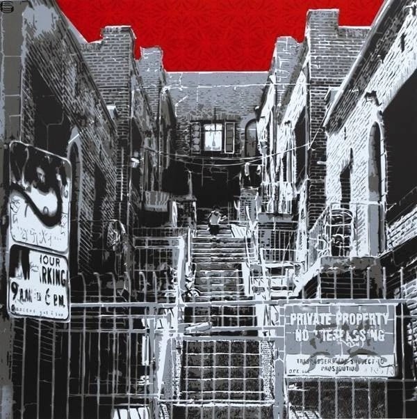 Logan Hicks (b.1971 ) Sunset Apartment Complex, Screen Print, Early Limited Ed, Black Rat Press 2... (1 of 17)