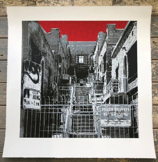Logan Hicks (b.1971 ) Sunset Apartment Complex, Screen Print, Early Limited Ed, Black Rat Press 2... - 2