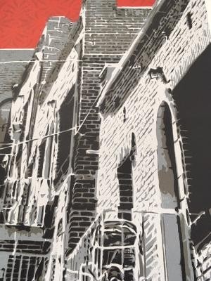 Logan Hicks (b.1971 ) Sunset Apartment Complex, Screen Print, Early Limited Ed, Black Rat Press 2... - 6
