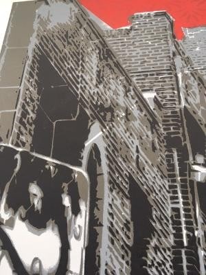 Logan Hicks (b.1971 ) Sunset Apartment Complex, Screen Print, Early Limited Ed, Black Rat Press 2... - 9