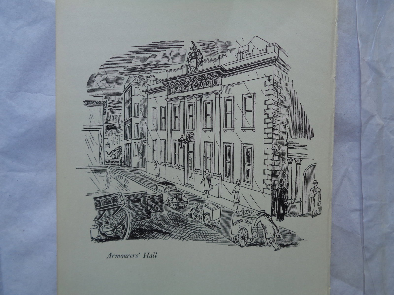 Edward Bawden CBE RA Original Vintage Historic Lithograph of London Historic Armourers Hall: Title: Edward Bawden CBE RA Original Vintage Historic Lithograph of London Historic Armourers Hall Description: This Vintage (1949) historic Original Lithograph ( ie nothing printed on the back) wa