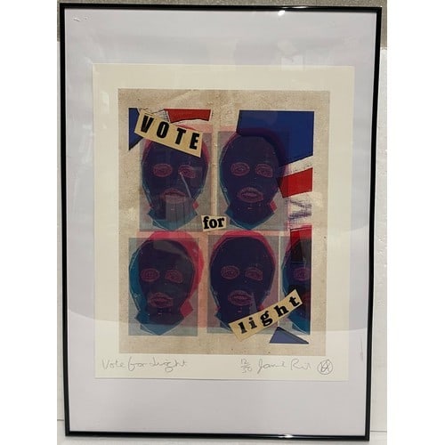 Jamie Reid (1947-2023) 'Vote For Light', Titled, Screenprint, Signed, Editioned, Framed, 1987 (1 of 8)