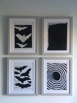 David Shrigley OBE (b 1968) ‘Gothic Bats’, Four Humorous Wall Hangings, Animal Thoughts, (1 of 5)