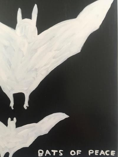 David Shrigley OBE (b 1968) ‘Gothic Bats’, Four Humorous Wall Hangings, Animal Thoughts, - 3