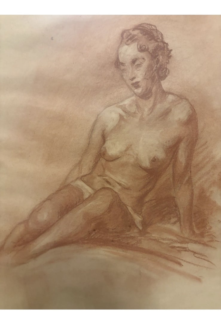Michele De Simone “Seated Nude” Pencil and Pastel - 3