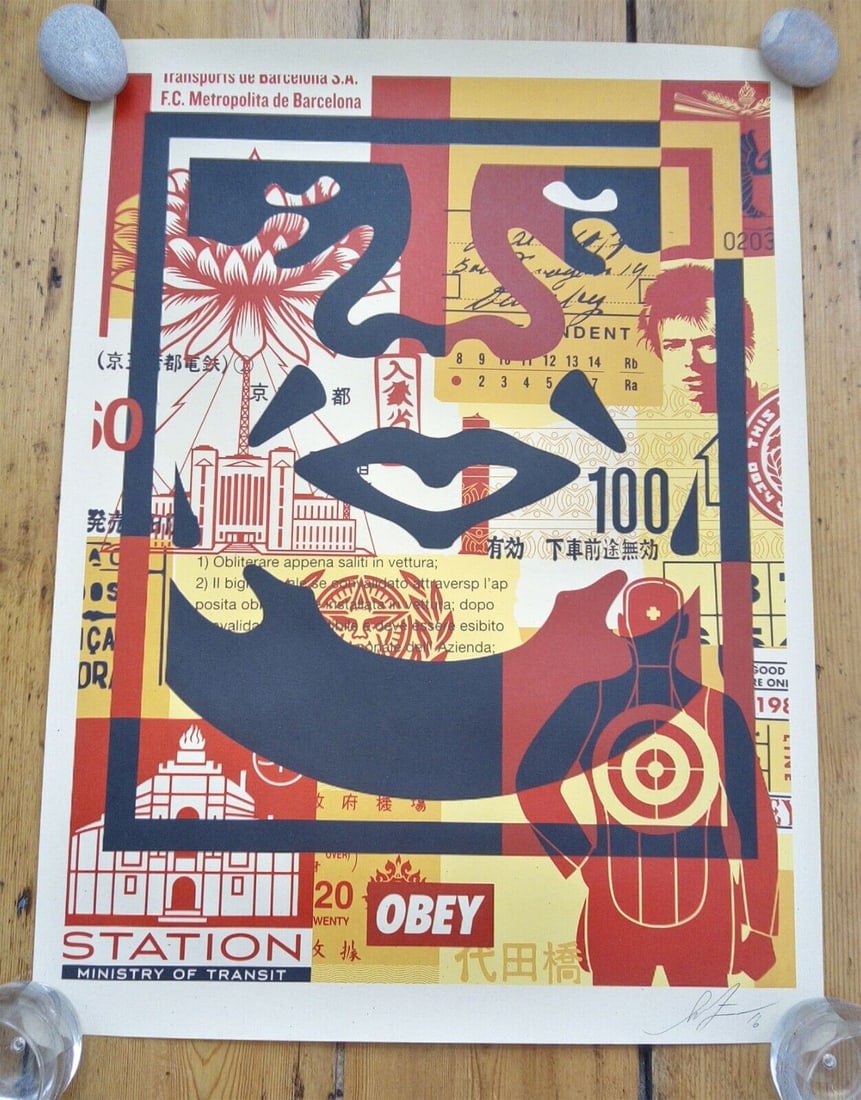 Shepard Fairey (b 1970) Rare Complete 'Andre' Face, Tryptich, Sold Out, Signed, Dated, 2016 - 14