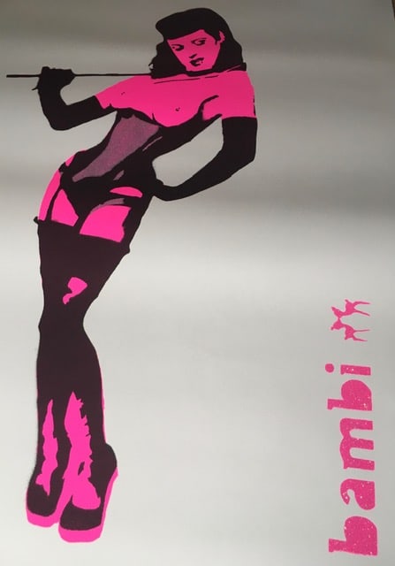 Bambi (B1979) ‘Exotica’ Screen Print, Signed, Editioned, 2012 Hand Finished In Pink Glit: Title: Bambi (B1979) ‘Exotica’ Screen Print, Signed, Editioned, 2012 Hand Finished In Pink Glitter With Day-glow Colour Way. Description: Bambi (B1979) ‘Exotica