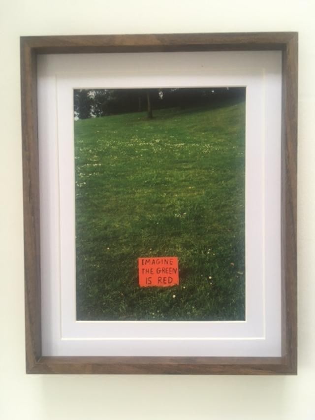 David Shrigley (b1968) Rare Art Exhibition Card, ‘Imagine The Green Is Red’, 27 x 22 cms (1 of 5)