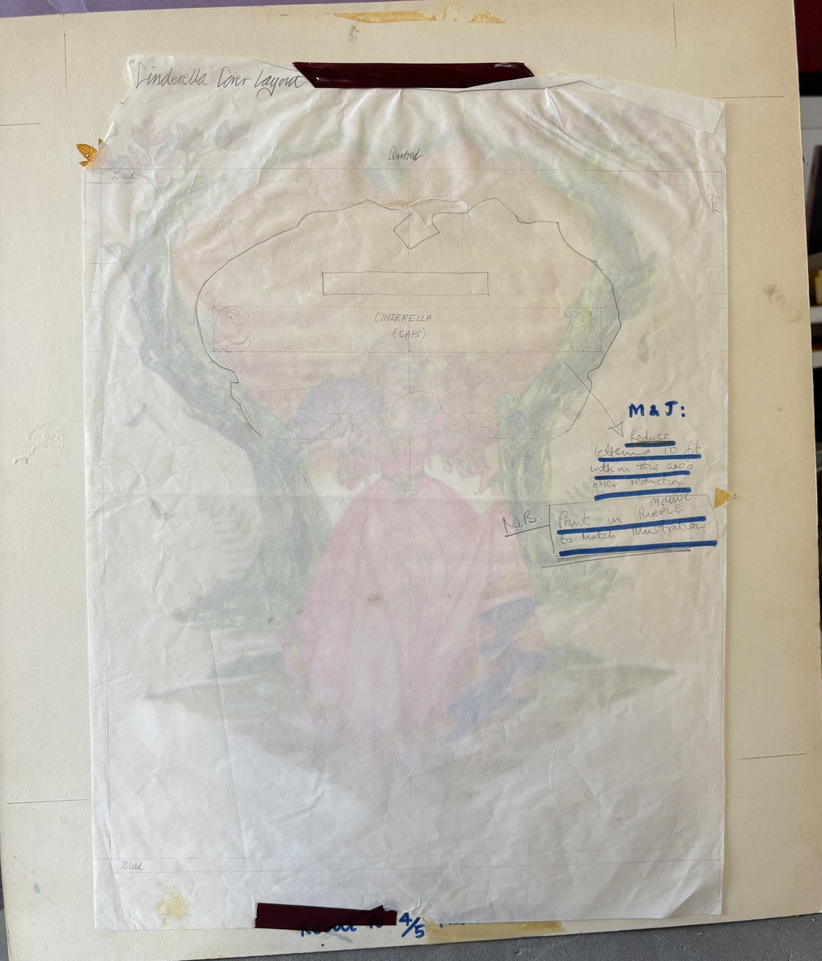 Original Artwork For Cinderella Book 1970's Andrew Skilleter Free Post In UK - 2