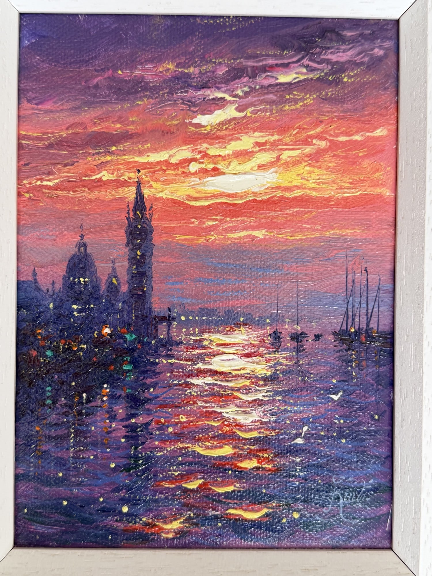 'Evening Sparkle Venice' Original Oil On Canvas By Andrew Grant Kurtis - 3