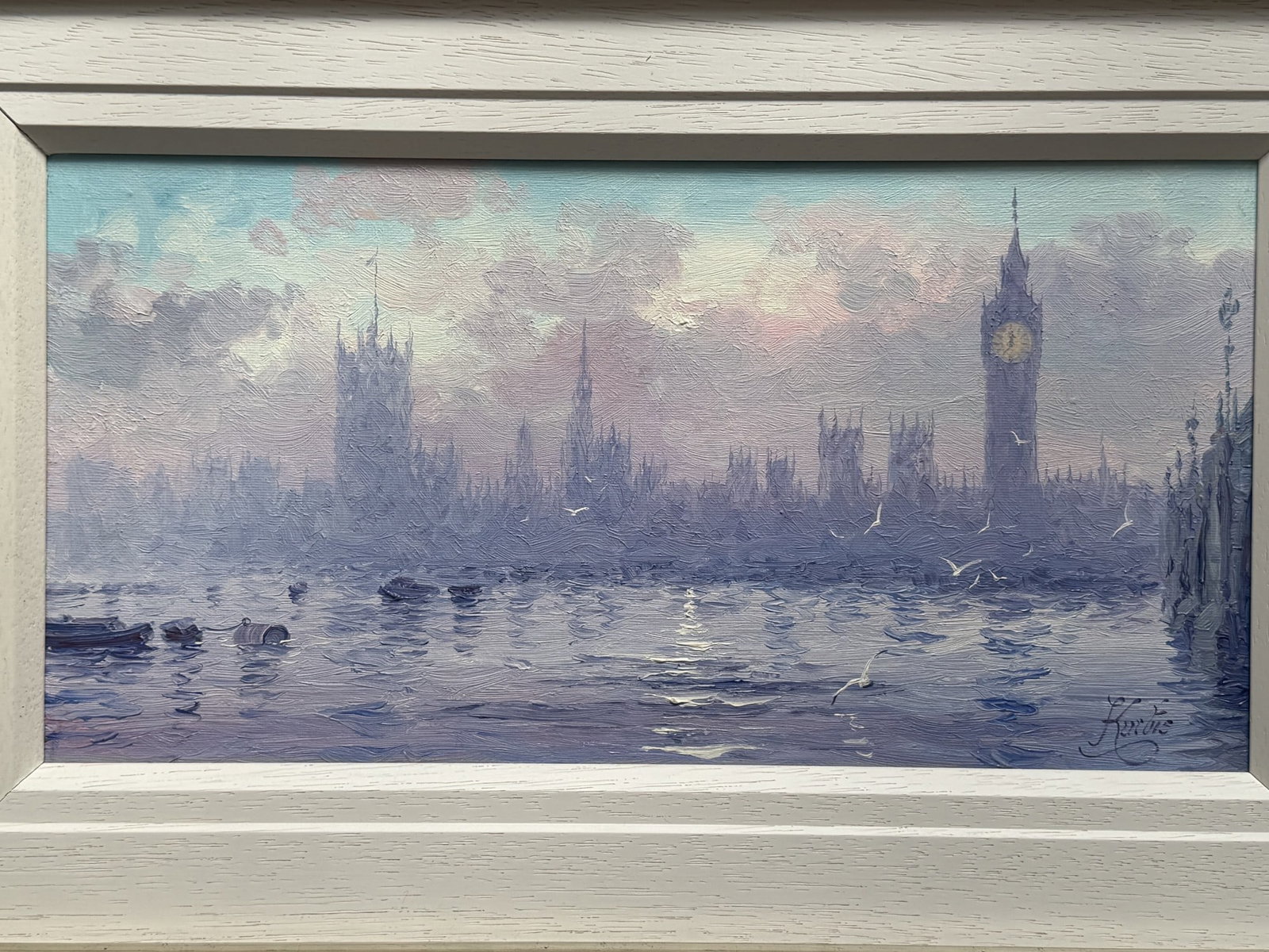'Morning Haze The Thames 2' Original Oil On Canvas By Andrew Grant Kurtis - 3