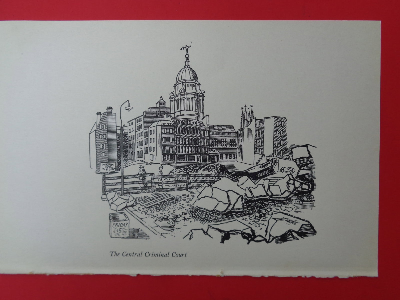 Edward Bawden CBE RA Original Vintage Historic Lithograph of London Historic Old Bailey Court: Title: Edward Bawden CBE RA Original Vintage Historic Lithograph of London Historic Old Bailey Court Description: The Old Bailey / Central Criminal Court: A Great Gift for Lawyers/Barristers. 