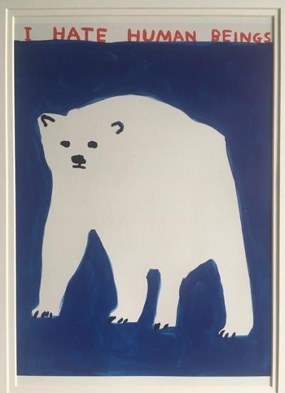 David Shrigley OBE (b 1968) ‘I hate Humans’, Four Humorous Wall Hangings, Animal Thought - 3