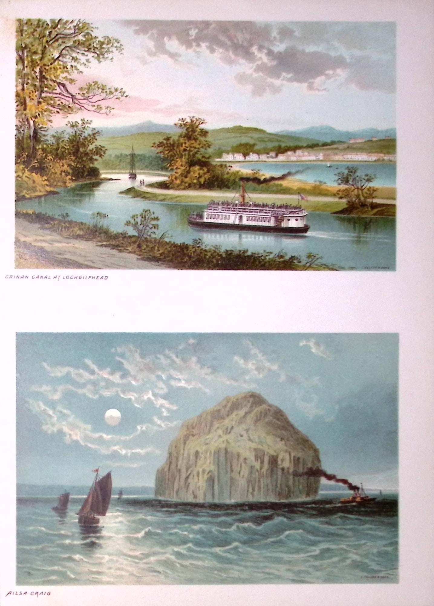 Scotland Ailsa Craig & Lochgilphead Crinan Canal 1889 Antique Print-65: Title: Scotland Ailsa Craig & Lochgilphead Crinan Canal 1889 Antique Print-65 Description: This Antique Illustration Has Been Removed from a First Edition of. Souvenir Of Scotland. Cities,